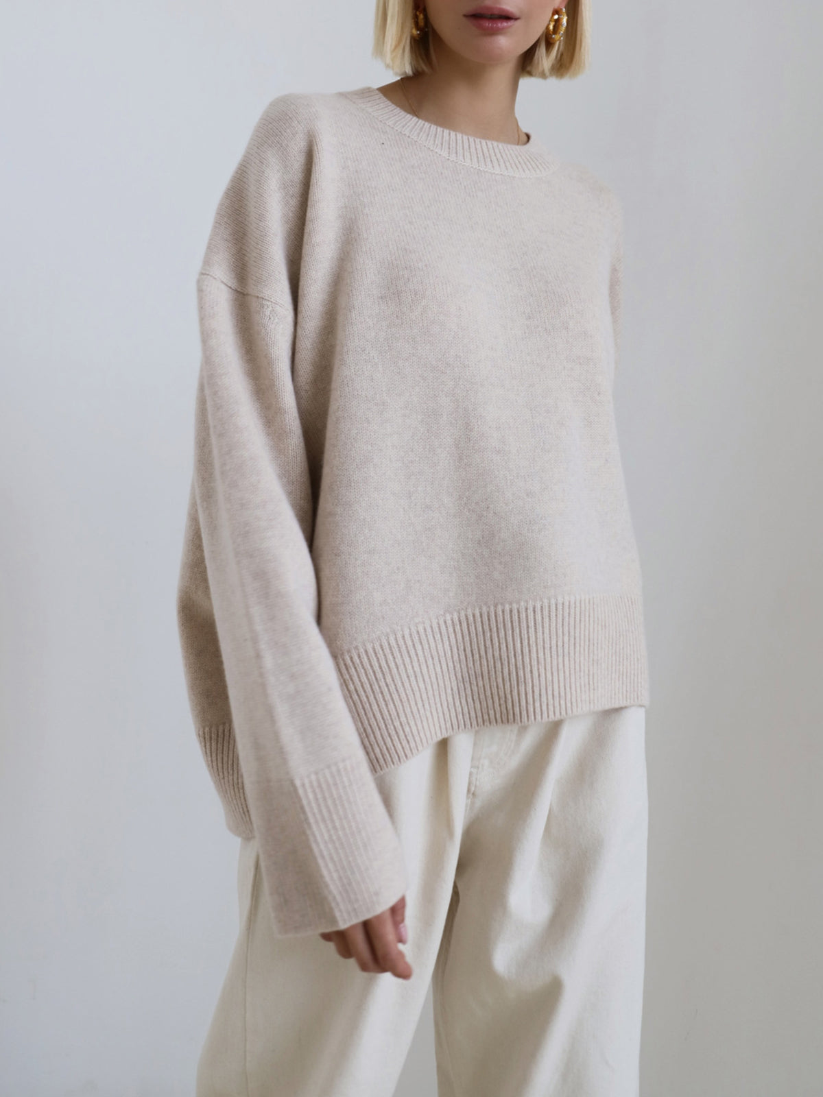 Elia - Oversized Crewneck Knit Sweater