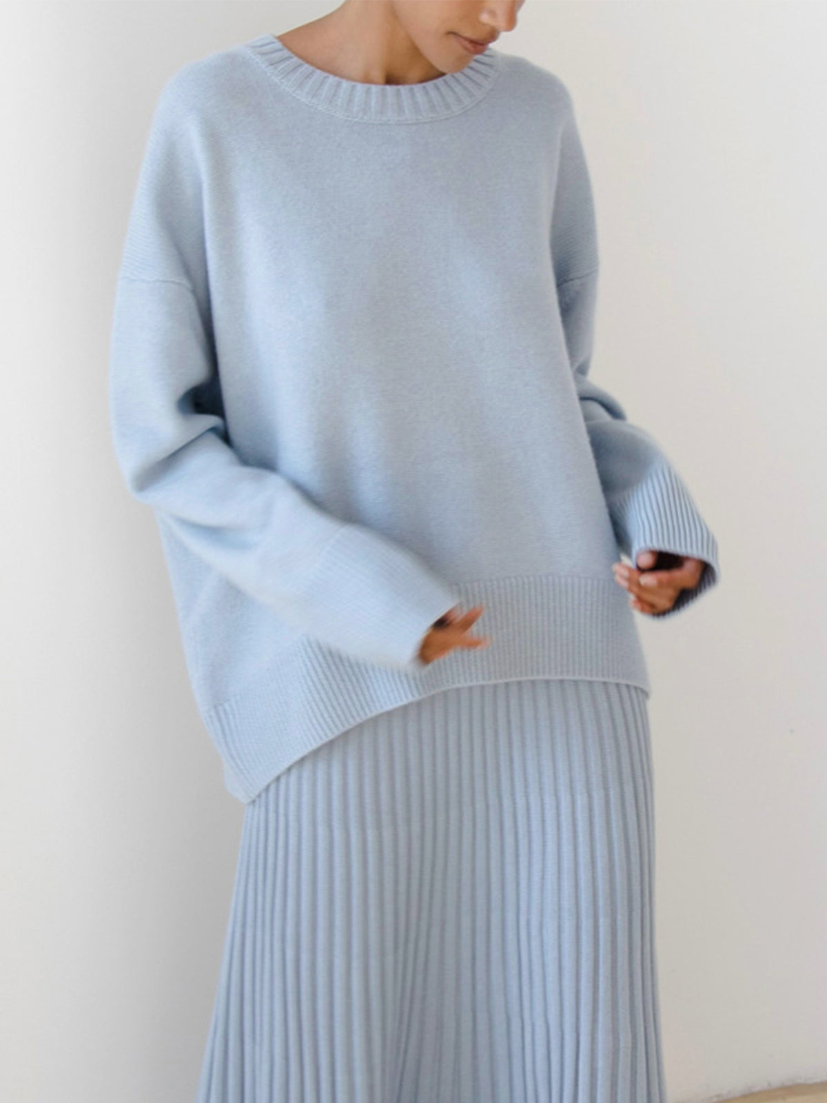 Elia - Oversized Crewneck Knit Sweater