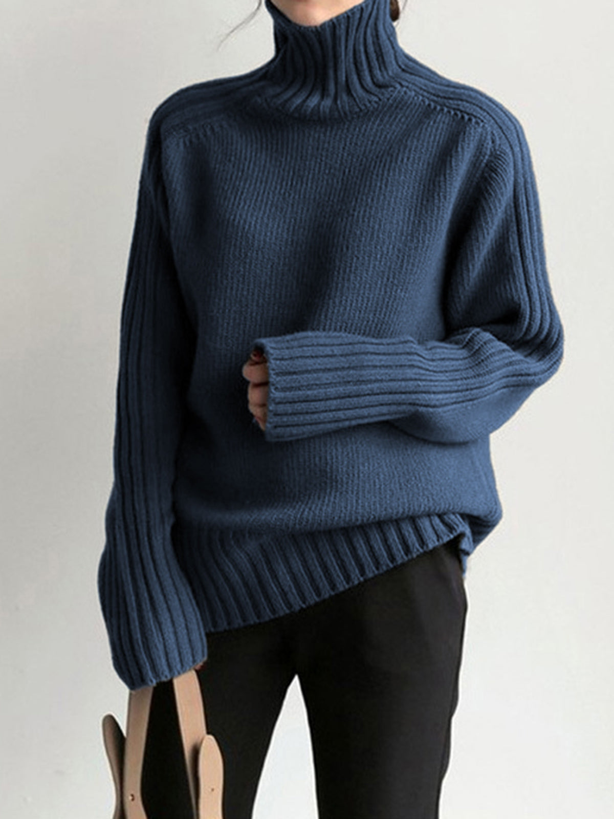 Deborah - Ribbed Mock Neck Knit Sweater