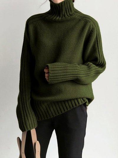 Deborah - Ribbed Mock Neck Knit Sweater