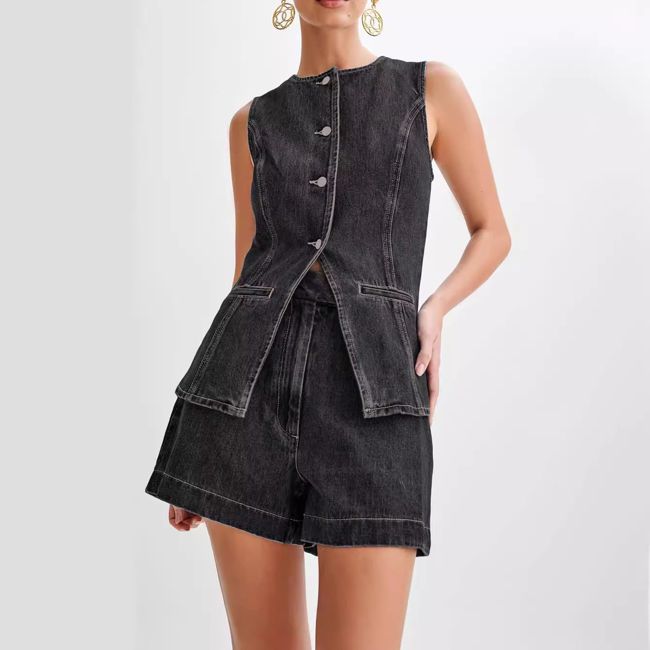 Carina Denim Two-Piece Set