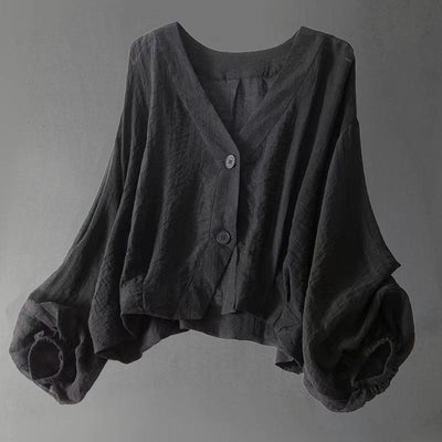 Avelina Linen Gauze Cropped Cardigan